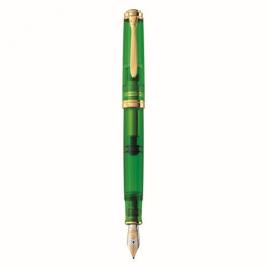 Stilou souveran m800 m green demonstrator, penita aur 18k, accesorii placate cu
