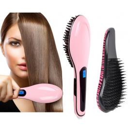 Set Coafura Hair Perie Indreptare Par Electrica, 29W, 80-230°C Pink Perfect & Perie Descalcire Profesionala