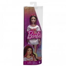 Papusa barbie fashionista bruneta cu rochita sport