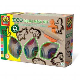 Set creativ - plastilina eco cu unelte din lemn, set mare