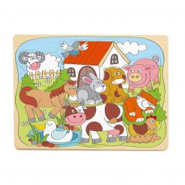 Puzzle din lemn - animale de la ferma (10 piese)