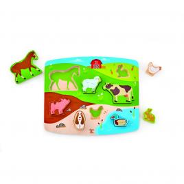 Puzzle din lemn - animale de la ferma 3d