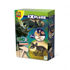 Set creativ dino si excavarea scheletului 2 in 1 - triceratops