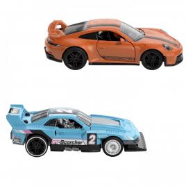 Hot wheels set 2 masinute metalice pull back gt-scorcher si porsche 911 gt3 1:43