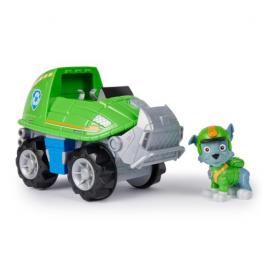 Figurina si vehicul paw patrol jungle rocky's turtle vehicle,