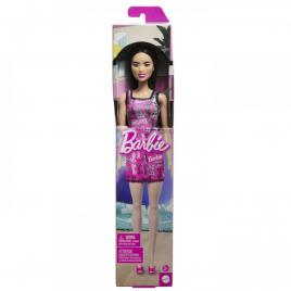 Barbie papusa clasica roscata cu rochita roz cu imprimeu barbie
