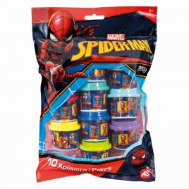 Set 10 borcanase de plastilina spiderman in punga de plastic