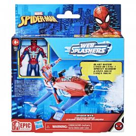 Spiderman set vehicul hydro jet si figurina spider man 10cm