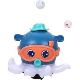 Caracatita interactiva de jucarie, cu 2 minge,  jucarie electrica cu muzica, albastru, pentru copii, 17 cm