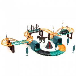 Jucarie de constructie, masini cu dinozaur electric, circuit de curse, pentru copii, 44 cm x 28 cm