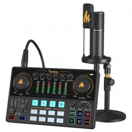 Set profesional maono ame2a sound card all in one, mixer, microfon xlr cardioid pentru podcast, live streaming