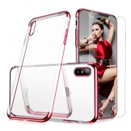 Husa telefon Apple Iphone X ofera protectie Lux Ultrasubtire Clear Shade Red+ Folie Sticla