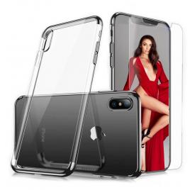Husa telefon Apple Iphone XS MAX ofera protectie Lux Ultrasubtire Clear Shade Black+ Folie Sticla