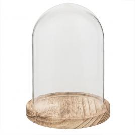 Platou decorativ lemn cupola sticla 12x17 cm