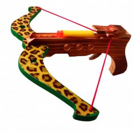 Arbaleta ahelos, din lemn, 3 sageti jucarie pentru copii, multicolor, 23 cm