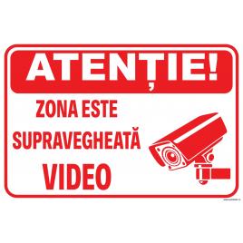 Indicator informare generala, zona supravegheata video!, placuta pvc 2mm, 30x40