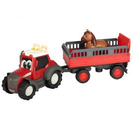 Tractor dickie toys happy ferguson animal trailer cu remorca si figurina