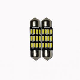 Set 2 x bec led 36mm, 12led smd, 12v, alb, 4014