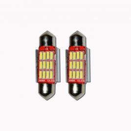 Set 2 x bec led 36mm sofit, 12led, 12v, alb, 4012