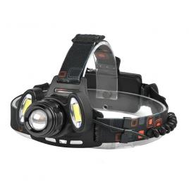Lanterna de cap 5led, cree/4cob, 1200lm, 6500k, usb, strobo, 100m