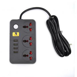 Adaptor cu 3 prize si 4 usb, e186