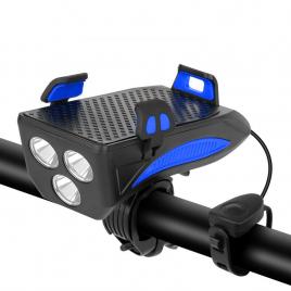 Lanterna bicicleta cu claxon si suport telefon, 319b