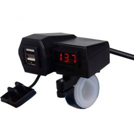 Incarcator usb pentru motocicleta 4in1 cd3311, afisaj led