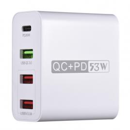 Adaptor priza wlx a6, cu 4 porturi usb, qualcomm 3.0, 53w