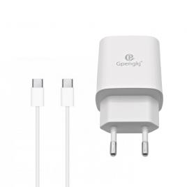 Incarcator 18w cu cablu de date si incarcare usb tip c, b392, alb