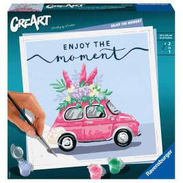 Pictura pe numere ravensburger - masina cu flori