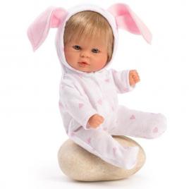 Papusa bomboncin cu costumas de iepuras 20 cm