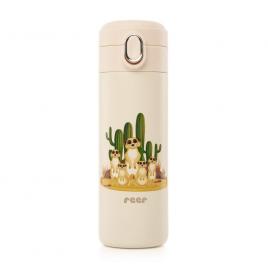 Sticla de baut cu pai din silicon pentru copii, din otel inoxidabil, 350ml, alb-crem, reer