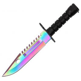 Cutit de vanatoare ideallstore®, rainbow rambo, 32.5 cm, multicolor, teaca inclusa