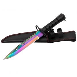 Cutit de vanatoare ideallstore®, rainbow spirit, multicolor, 32.5 cm, teaca inclusa