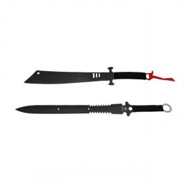 Set sabie si maceta de vanatoare, ideallstore®, asian level, 57 cm, negru, teaca inclusa
