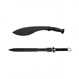 Set sabie si maceta de vanatoare, ideallstore®, kukri black, 44 cm, husa inclusa