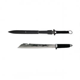 Set sabie si maceta de vanatoare, ideallstore®, argintiu, 46 cm, teaca inclusa