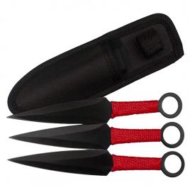 Set trei cutite de aruncat, ideallstore®, otel inoxidabil, teaca inclusa