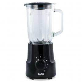 Blender de masa zass zsb 10 bl black line, 500w, vas din sticla termorezistenta de 1,5l , 5 trepte de viteza cu functie pulse, cutit cu 4 lame din inox