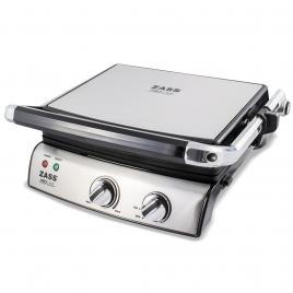 Grill electric zass grill & panini chef zpg 02, putere 2000w, placi detasbile, dimensiuni placi 29?23 cm, deschidere la 180?, utilizare pentru friptura, peste, legume, sandwich, panini, carcasa inox