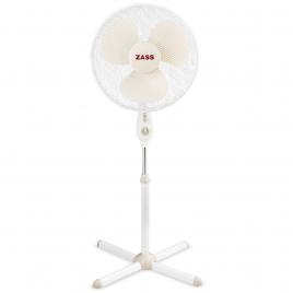 Ventilator cu picior zass zft 1602, 50w, 3 viteze, timer, 41cm diametru, alb