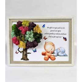 Rama personalizata cu licheni stabilizati cu mesaj pentru nasi