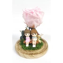 Trandafir criogenat roz cherry in cupola de sticla 16×12 cm