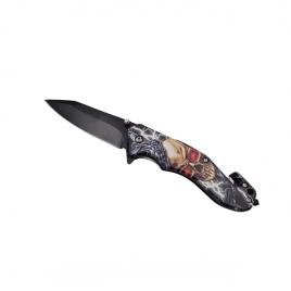Briceag semi-automat, ideallstore®, skull head, dispozitiv spart geam, 20 cm