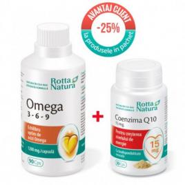 Pachet omega 3-6-9 90 cps + coenzima q10 15mg 30cps rotta natura