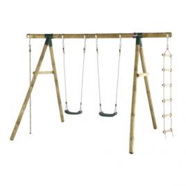 Complex de leagane cu cataratoare gibbon, pentru 4 copii, din lemn tratat, plum