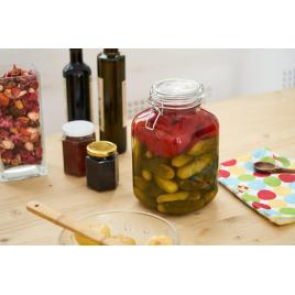 Borcan depozitare sticla cu capac,3 l