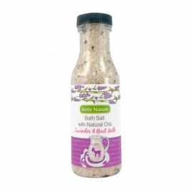 Sare de baie cu uleiuri naturale, lavanda si lapte de capra 380g belle nature