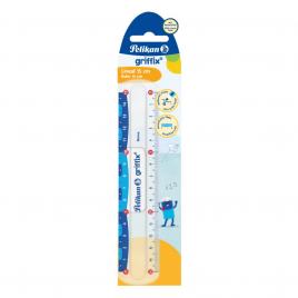 Rigla griffix transparenta cu doua scale, 15cm, blister