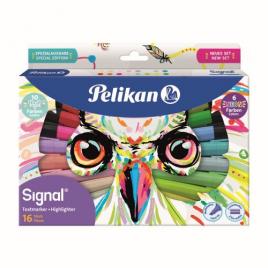 Textmarker signal, set 16 culor (10 pastel+6 neon), cutie blister